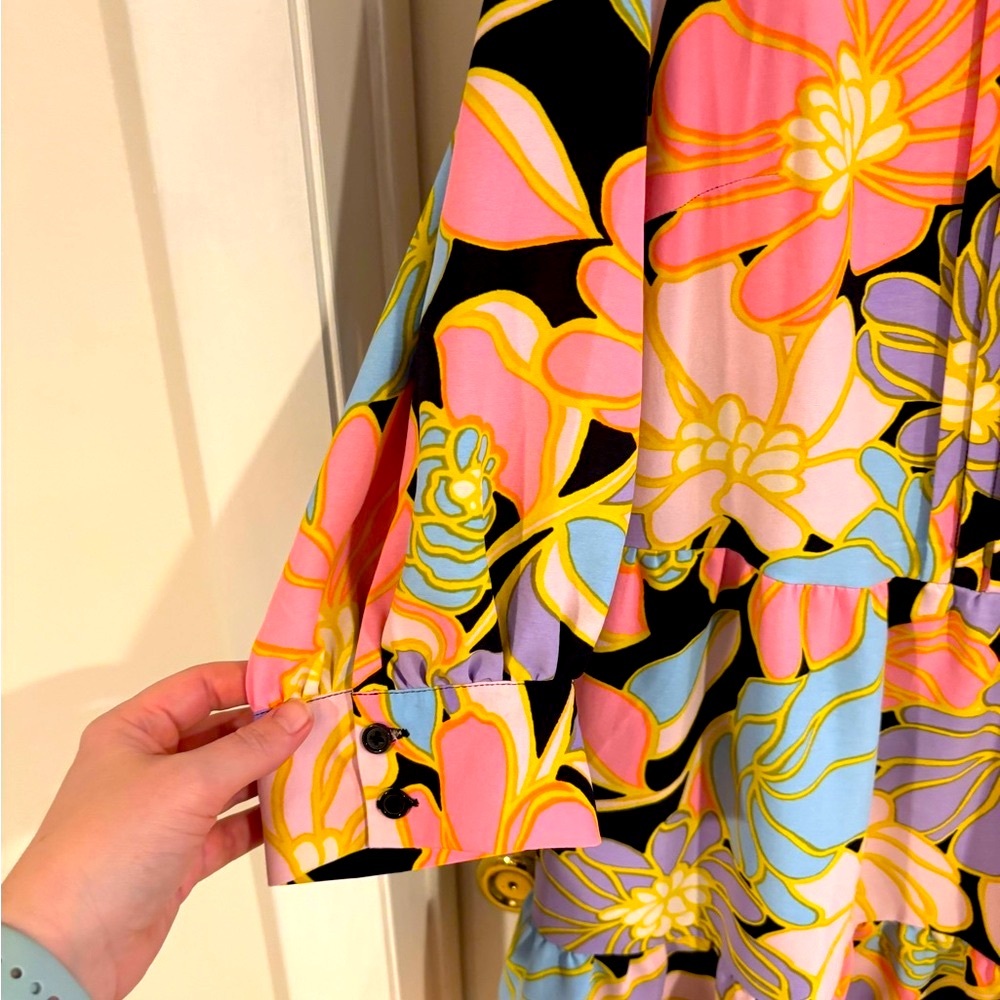 Who What Wear Colorful Floral Three Quarter Sleeve Dress - Picture 5 of 9